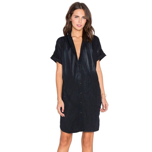 Current/Elliott The Oversized Smock Dress in Asphalt - Picture 1 of 7